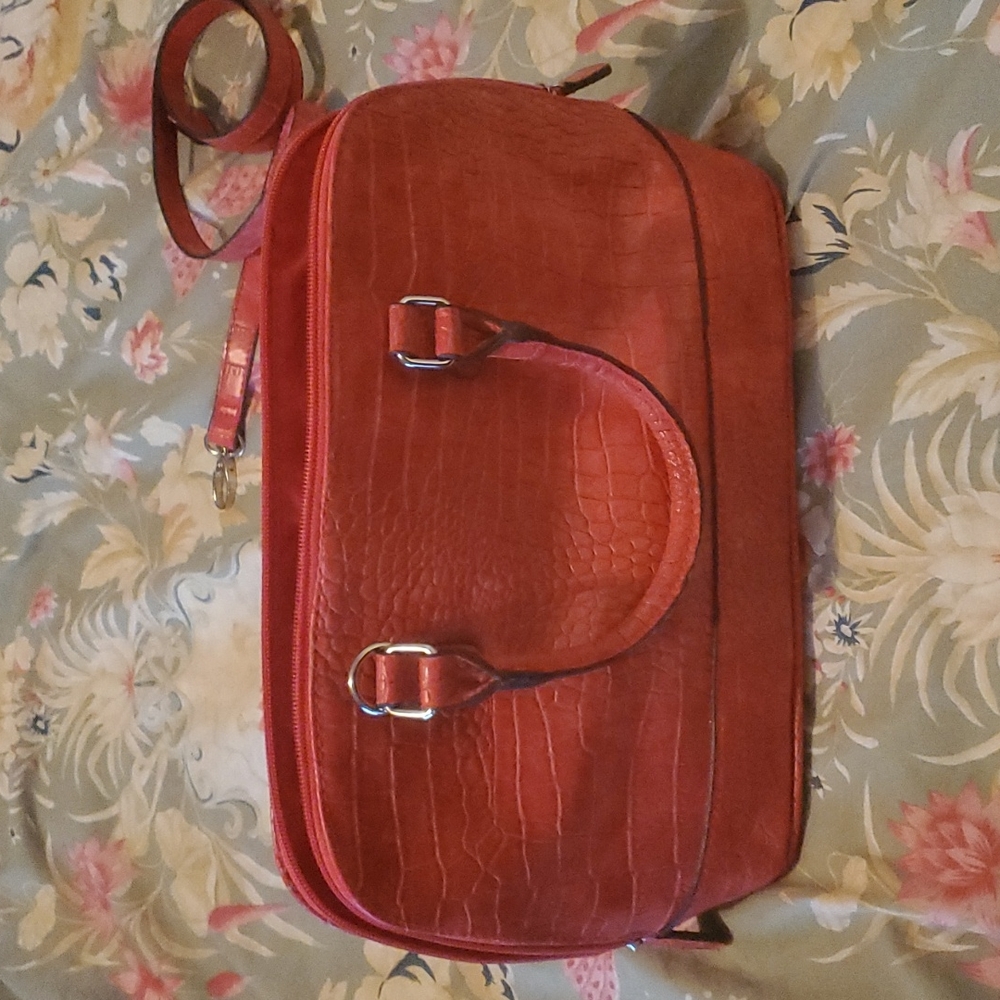 Bueno Faux Alligator Orange Handbag